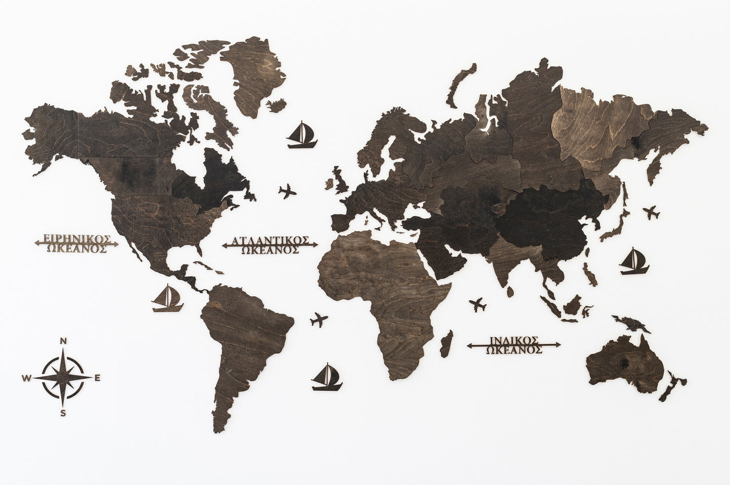 Ξύλινος παγκόσμιος χάρτης τοίχου ΒΕΓΚΕ - (190 x 110) / Κενός