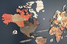 Φόρτωση εικόνας στο εργαλείο προβολής Συλλογής, Ξύλινος τρισδιάστατος παγκόσμιος χάρτης σε plexiglass - (135 x 85) / Με ονόματα