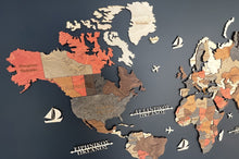 Φόρτωση εικόνας στο εργαλείο προβολής Συλλογής, Ξύλινος τρισδιάστατος παγκόσμιος χάρτης σε plexiglass - (203 x 130) / Με ονόματα