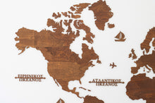 Φόρτωση εικόνας στο εργαλείο προβολής Συλλογής, Ξύλινος παγκόσμιος χάρτης τοίχου ΚΑΣΤΑΝΙΑ - (190 x 110) / Κενός