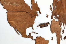 Φόρτωση εικόνας στο εργαλείο προβολής Συλλογής, Ξύλινος παγκόσμιος χάρτης τοίχου ΚΑΣΤΑΝΙΑ - (115 x 65) / Με ονόματα