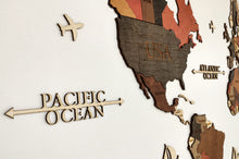 Φόρτωση εικόνας στο εργαλείο προβολής Συλλογής, Ξύλινος τρισδιάστατος παγκόσμιος χάρτης τοίχου - (190 x 110) / Με αγγλικά ονόματα