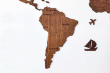 Φόρτωση εικόνας στο εργαλείο προβολής Συλλογής, Ξύλινος παγκόσμιος χάρτης τοίχου ΚΑΣΤΑΝΙΑ - (115 x 65) / Με ονόματα