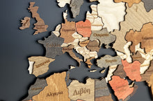 Φόρτωση εικόνας στο εργαλείο προβολής Συλλογής, Ξύλινος τρισδιάστατος παγκόσμιος χάρτης σε plexiglass - (135 x 85) / Με ονόματα