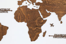 Φόρτωση εικόνας στο εργαλείο προβολής Συλλογής, Ξύλινος παγκόσμιος χάρτης τοίχου ΚΑΣΤΑΝΙΑ - (115 x 65) / Κενός