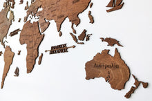 Φόρτωση εικόνας στο εργαλείο προβολής Συλλογής, Ξύλινος παγκόσμιος χάρτης τοίχου ΚΑΣΤΑΝΙΑ - (115 x 65) / Με ονόματα