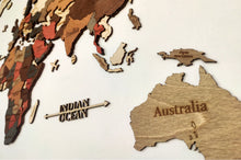 Φόρτωση εικόνας στο εργαλείο προβολής Συλλογής, Ξύλινος τρισδιάστατος παγκόσμιος χάρτης τοίχου - (115 x 65) / Με αγγλικά ονόματα