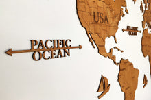 Φόρτωση εικόνας στο εργαλείο προβολής Συλλογής, Ξύλινος παγκόσμιος χάρτης τοίχου ΔΡΥΣ - (190 x 110) / Με αγγλικά ονόματα