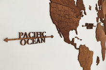 Φόρτωση εικόνας στο εργαλείο προβολής Συλλογής, Ξύλινος παγκόσμιος χάρτης τοίχου ΚΑΣΤΑΝΙΑ - (115 x 65) / Με αγγλικά ονόματα