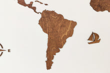 Φόρτωση εικόνας στο εργαλείο προβολής Συλλογής, Ξύλινος παγκόσμιος χάρτης τοίχου ΚΑΣΤΑΝΙΑ - (115 x 65) / Με αγγλικά ονόματα