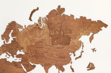 Φόρτωση εικόνας στο εργαλείο προβολής Συλλογής, Ξύλινος παγκόσμιος χάρτης τοίχου ΚΑΣΤΑΝΙΑ - (115 x 65) / Με αγγλικά ονόματα