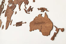 Φόρτωση εικόνας στο εργαλείο προβολής Συλλογής, Ξύλινος παγκόσμιος χάρτης τοίχου ΚΑΣΤΑΝΙΑ - (115 x 65) / Με αγγλικά ονόματα
