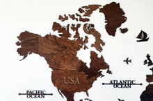 Φόρτωση εικόνας στο εργαλείο προβολής Συλλογής, Ξύλινος παγκόσμιος χάρτης τοίχου ΚΑΣΤΑΝΙΑ - (190 x 110) / Με αγγλικά ονόματα