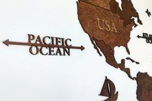 Φόρτωση εικόνας στο εργαλείο προβολής Συλλογής, Ξύλινος παγκόσμιος χάρτης τοίχου ΚΑΣΤΑΝΙΑ - (190 x 110) / Με αγγλικά ονόματα