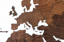 Φόρτωση εικόνας στο εργαλείο προβολής Συλλογής, Ξύλινος παγκόσμιος χάρτης τοίχου ΚΑΣΤΑΝΙΑ - (190 x 110) / Με αγγλικά ονόματα