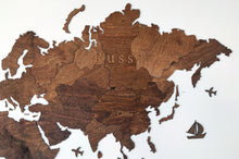 Φόρτωση εικόνας στο εργαλείο προβολής Συλλογής, Ξύλινος παγκόσμιος χάρτης τοίχου ΚΑΣΤΑΝΙΑ - (190 x 110) / Με αγγλικά ονόματα