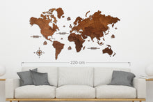 Φόρτωση εικόνας στο εργαλείο προβολής Συλλογής, Ξύλινος παγκόσμιος χάρτης τοίχου ΚΑΣΤΑΝΙΑ - (190 x 110) / Με αγγλικά ονόματα