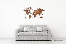 Φόρτωση εικόνας στο εργαλείο προβολής Συλλογής, Ξύλινος παγκόσμιος χάρτης τοίχου ΚΑΣΤΑΝΙΑ - (115 x 65) / Με αγγλικά ονόματα