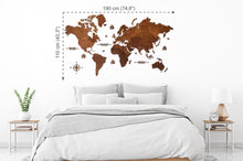 Φόρτωση εικόνας στο εργαλείο προβολής Συλλογής, Ξύλινος παγκόσμιος χάρτης τοίχου ΚΑΣΤΑΝΙΑ - (190 x 110) / Με αγγλικά ονόματα