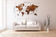 Φόρτωση εικόνας στο εργαλείο προβολής Συλλογής, Ξύλινος παγκόσμιος χάρτης τοίχου ΚΑΣΤΑΝΙΑ - (190 x 110) / Με αγγλικά ονόματα
