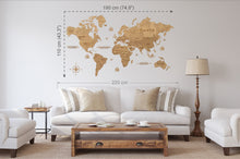 Φόρτωση εικόνας στο εργαλείο προβολής Συλλογής, Ξύλινος παγκόσμιος χάρτης τοίχου ΚΑΡΥΔΙΑ - (190 x 110) / Με Ονόματα