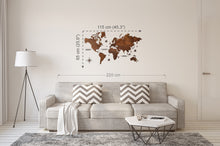 Φόρτωση εικόνας στο εργαλείο προβολής Συλλογής, Ξύλινος παγκόσμιος χάρτης τοίχου ΚΑΣΤΑΝΙΑ - (115 x 65) / Με ονόματα