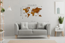 Φόρτωση εικόνας στο εργαλείο προβολής Συλλογής, Ξύλινος παγκόσμιος χάρτης τοίχου ΚΑΣΤΑΝΙΑ - (115 x 65) / Κενός