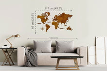 Φόρτωση εικόνας στο εργαλείο προβολής Συλλογής, Ξύλινος παγκόσμιος χάρτης τοίχου ΚΑΣΤΑΝΙΑ - (115 x 65) / Κενός