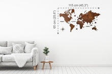 Φόρτωση εικόνας στο εργαλείο προβολής Συλλογής, Ξύλινος παγκόσμιος χάρτης τοίχου ΚΑΣΤΑΝΙΑ - (115 x 65) / Με ονόματα