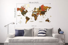 Φόρτωση εικόνας στο εργαλείο προβολής Συλλογής, Ξύλινος τρισδιάστατος παγκόσμιος χάρτης τοίχου - (190 x 110) / Με ονόματα