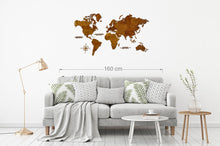 Φόρτωση εικόνας στο εργαλείο προβολής Συλλογής, Ξύλινος παγκόσμιος χάρτης τοίχου ΚΑΣΤΑΝΙΑ - (115 x 65) / Κενός