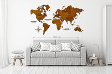 Φόρτωση εικόνας στο εργαλείο προβολής Συλλογής, Ξύλινος παγκόσμιος χάρτης τοίχου ΚΑΣΤΑΝΙΑ - (190 x 110) / Κενός