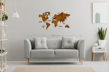 Φόρτωση εικόνας στο εργαλείο προβολής Συλλογής, Ξύλινος παγκόσμιος χάρτης τοίχου ΚΑΣΤΑΝΙΑ - (115 x 65) / Με ονόματα