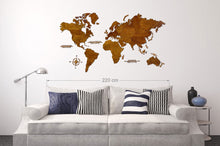 Φόρτωση εικόνας στο εργαλείο προβολής Συλλογής, Ξύλινος παγκόσμιος χάρτης τοίχου ΚΑΣΤΑΝΙΑ - (190 x 110) / Κενός