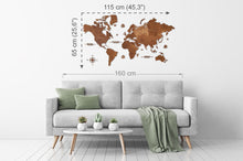 Φόρτωση εικόνας στο εργαλείο προβολής Συλλογής, Ξύλινος παγκόσμιος χάρτης τοίχου ΚΑΣΤΑΝΙΑ - (115 x 65) / Με αγγλικά ονόματα