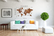 Φόρτωση εικόνας στο εργαλείο προβολής Συλλογής, Ξύλινος παγκόσμιος χάρτης τοίχου ΚΑΣΤΑΝΙΑ - (115 x 65) / Με αγγλικά ονόματα