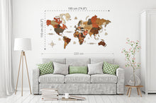 Φόρτωση εικόνας στο εργαλείο προβολής Συλλογής, Ξύλινος τρισδιάστατος παγκόσμιος χάρτης τοίχου - (190 x 110) / Με αγγλικά ονόματα