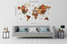Φόρτωση εικόνας στο εργαλείο προβολής Συλλογής, Ξύλινος τρισδιάστατος παγκόσμιος χάρτης τοίχου - (190 x 110) / Με αγγλικά ονόματα