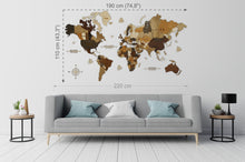 Φόρτωση εικόνας στο εργαλείο προβολής Συλλογής, ΝΕΟΣ Ξύλινος τρισδιάστατος παγκόσμιος χάρτης τοίχου - (190 x 110) / Με αγγλικά ονόματα
