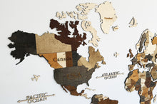 Φόρτωση εικόνας στο εργαλείο προβολής Συλλογής, ΝΕΟΣ Ξύλινος τρισδιάστατος παγκόσμιος χάρτης τοίχου - (190 x 110) / Με αγγλικά ονόματα
