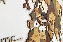 Φόρτωση εικόνας στο εργαλείο προβολής Συλλογής, ΝΕΟΣ Ξύλινος τρισδιάστατος παγκόσμιος χάρτης τοίχου - (115 x 65) / Με αγγλικά ονόματα
