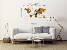 Φόρτωση εικόνας στο εργαλείο προβολής Συλλογής, Τρισδιάστατος ξύλινος παγκόσμιος χάρτης τοίχου 115x65 χωρίς ονόματα χωρών
